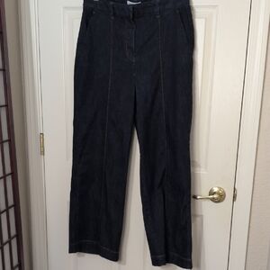 Nine West Dark Blue Wide Flare Jeans With Amazing Stitching.